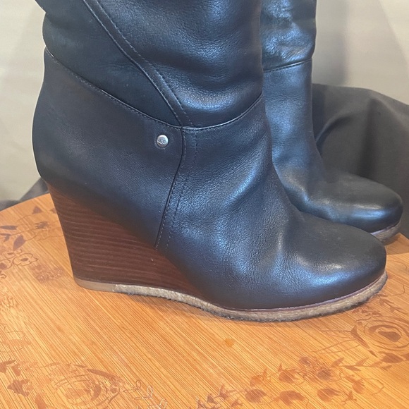UGG Ravenna Black Over the Knee Wedge Boots size 8 - Picture 3 of 10
